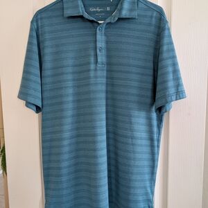 Walter Hagen Teal Striped Polo Shirt NWOT